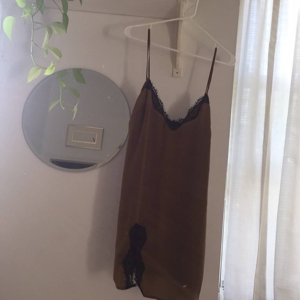 Olive green Out From Under slip dress, size M